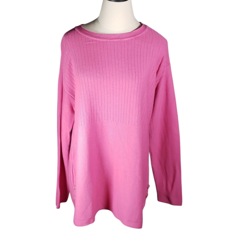 Bubblegum Pink Talbots Knit Tunic Office Vacay Travel Comfy Scoop Sweater Top L